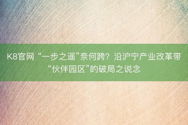 K8官网 “一步之遥”奈何跨？沿沪宁产业改革带“伙伴园区”的破局之说念