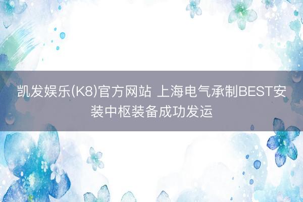 凯发娱乐(K8)官方网站 上海电气承制BEST安装中枢装备成功发运