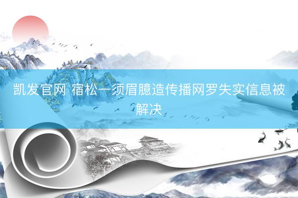 凯发官网 宿松一须眉臆造传播网罗失实信息被解决
