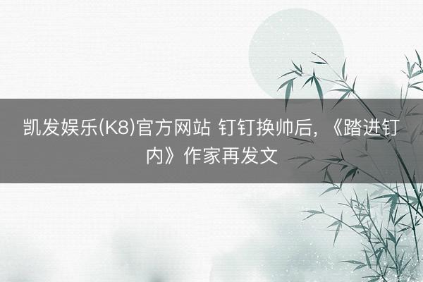 凯发娱乐(K8)官方网站 钉钉换帅后， 《踏进钉内》作家再发文