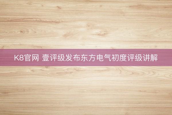 K8官网 壹评级发布东方电气初度评级讲解