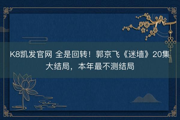 K8凯发官网 全是回转！郭京飞《迷墙》20集大结局，本年最不测结局
