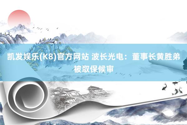 凯发娱乐(K8)官方网站 波长光电：董事长黄胜弟被取保候审